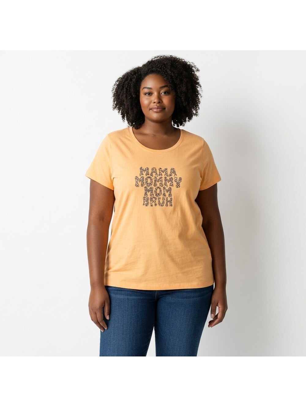 NoBo T-Shirt Women 3XL Plus Orange Text Print Short Sleeve Cotton Casual